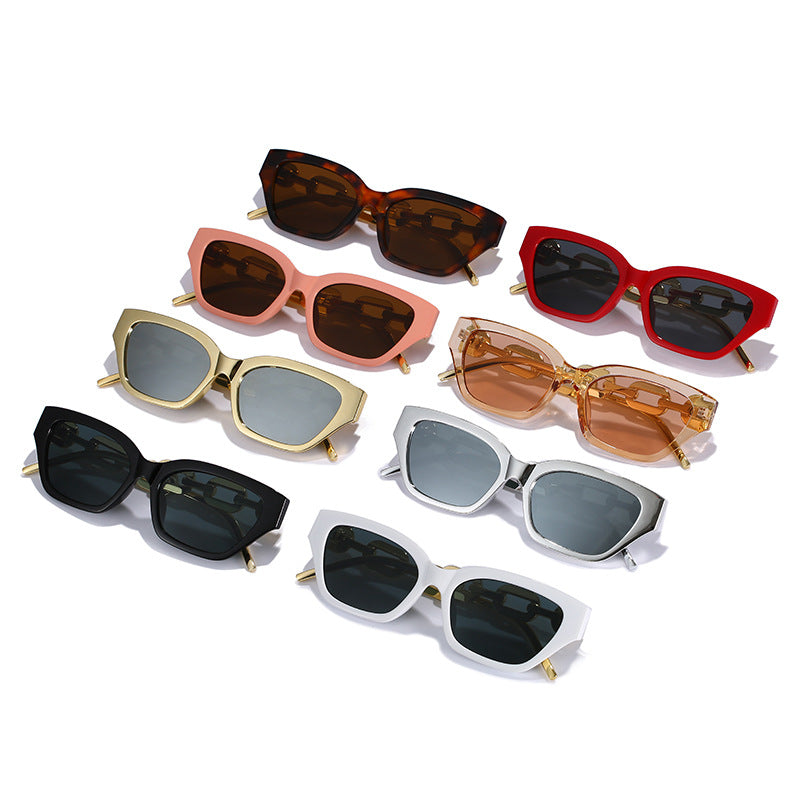 Damen modische Cat-Eye Sonnenbrille mit luxuriösem Kettenrahmen Karnz