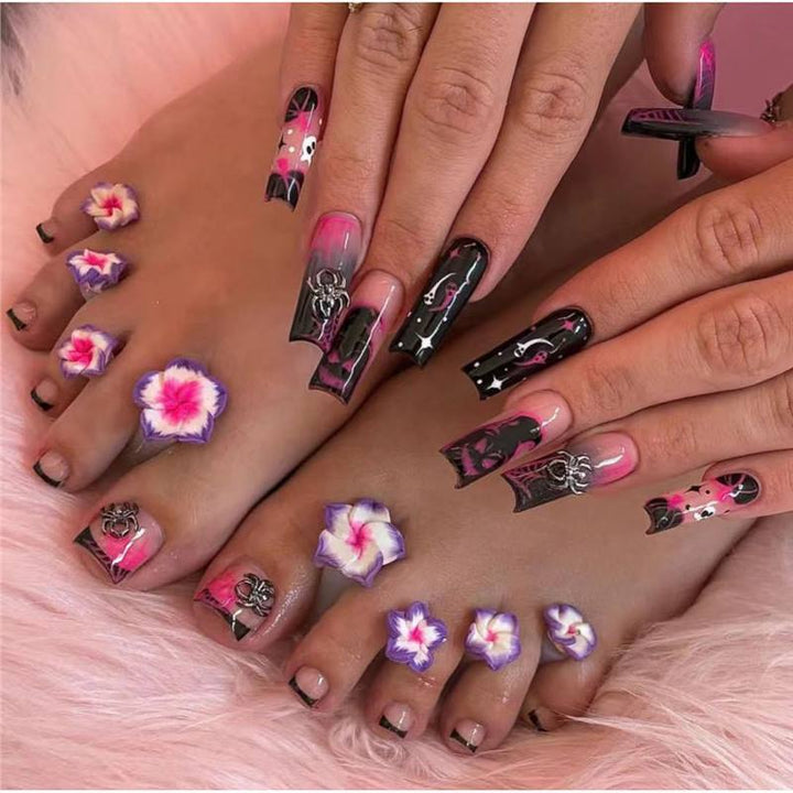 Künstlerische Blumen Press-On Nagelkunst Karnz