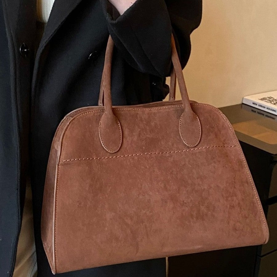 Damen Elegante Handtasche aus hochwertigem Wildleder mit verstärktem Tragegriff Karnz