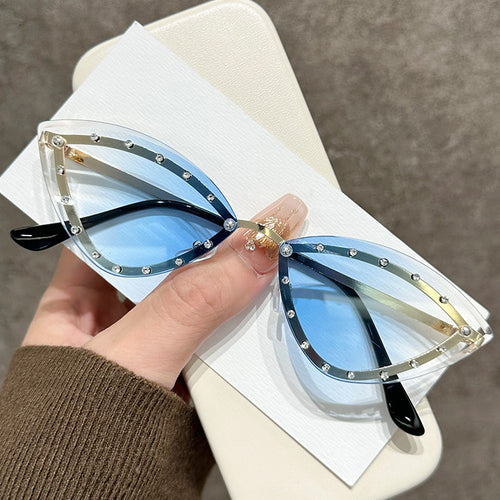 Rhinestone-besetzte Katzenaugen-Fashion-Sonnenbrille
