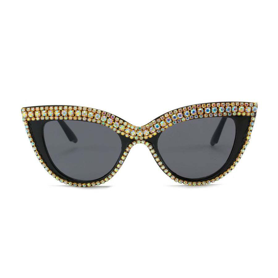 Statement Cat-Eye Sonnenbrille mit Kristallverzierungen Karnz
