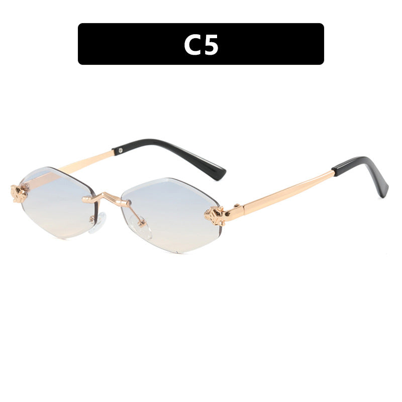 Damen geometrische Sonnenbrille mit doppeltem Metallrahmen und schützenden Gläsern Karnz