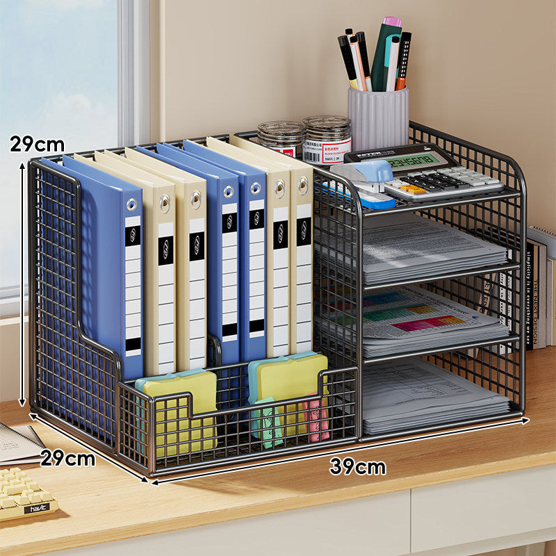 Kompakte Metall-Mesh-Schreibtisch-Briefablage mit zwei Ebenen und Aktenorganizer