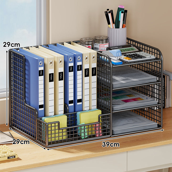 Kompakte Metall-Mesh-Schreibtisch-Briefablage mit zwei Ebenen und Aktenorganizer