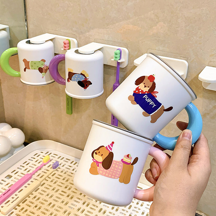 Wandmontierter Zahnbürstenbecher mit Niedlichem Hundedesign Karnz