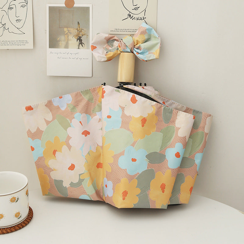 Damen Faltregenschirm mit kreativem Blumenmuster und automatischem Öffnungsmechanismus Karnz