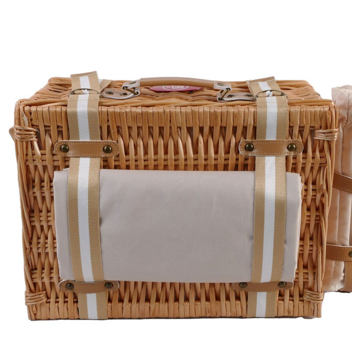 Damen Picknickkorb mit integriertem Geschirrset und stilvollem Leder-Detail Karnz