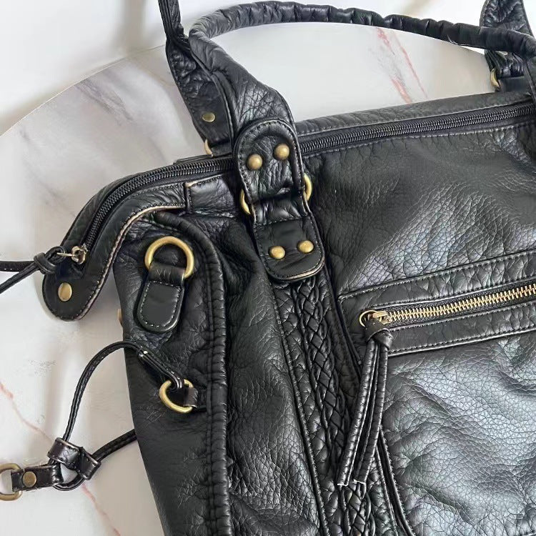 Damen Schultertasche PU-Leder geräumig mit Laptopfach und verstellbarem Schulterriemen | Karnz