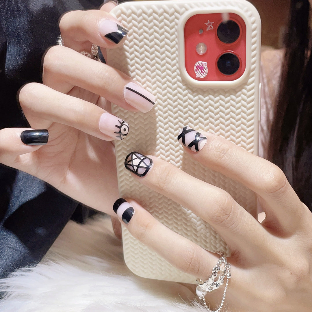 Künstlerisches Abstract Press-On Nagelset