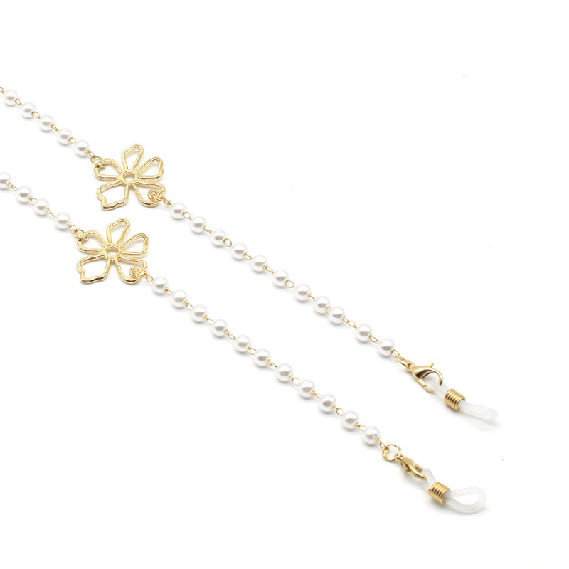 Perlenakzentuierter floraler Kettenbrillenhalter Karnz