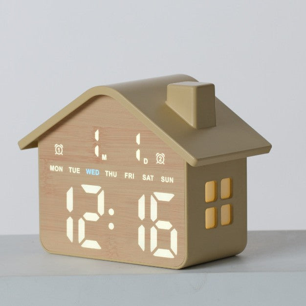 Digitaler Alarmwecker im kreativen Hausdesign Karnz