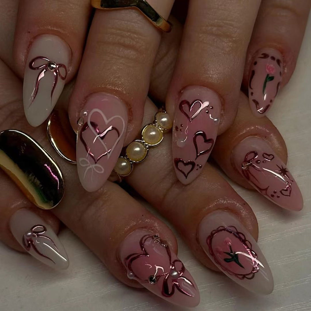 Elegantes Künstlerisches Press-On Nail Set Karnz