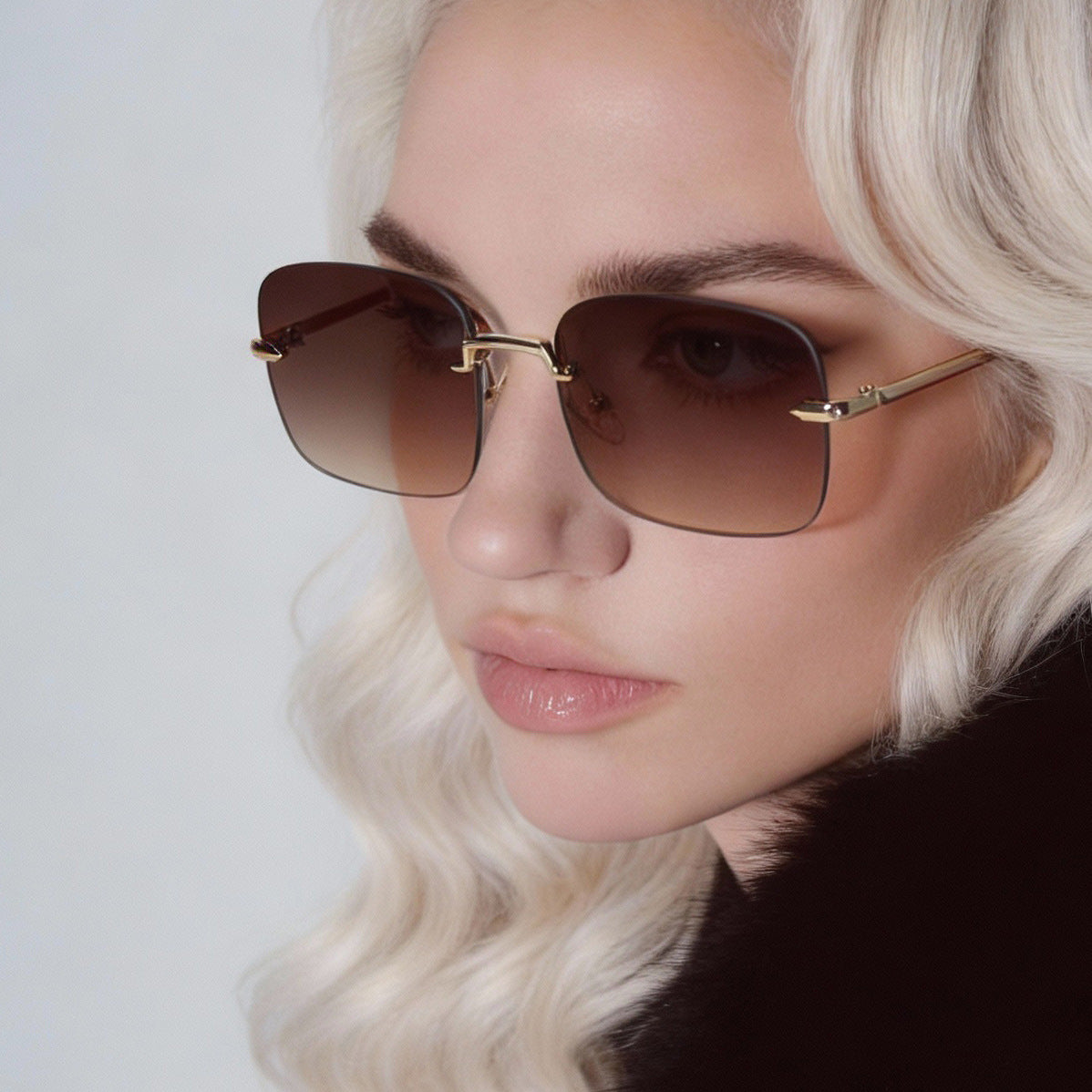 Damen Oversized Sonnenbrille mit filigranem Metallrahmen Karnz