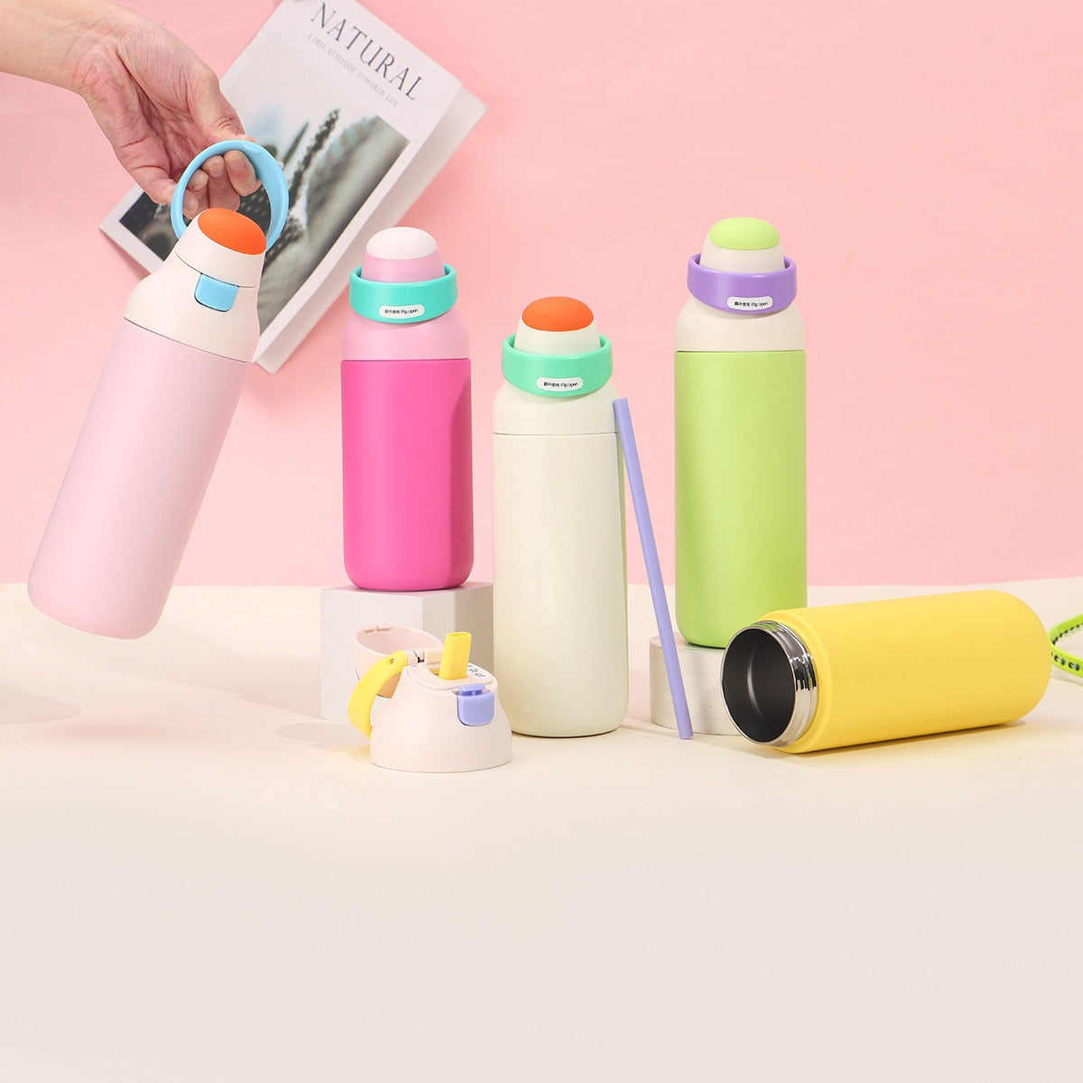 Damen isolierte Trinkflasche mit ergonomischem Verschluss Karnz