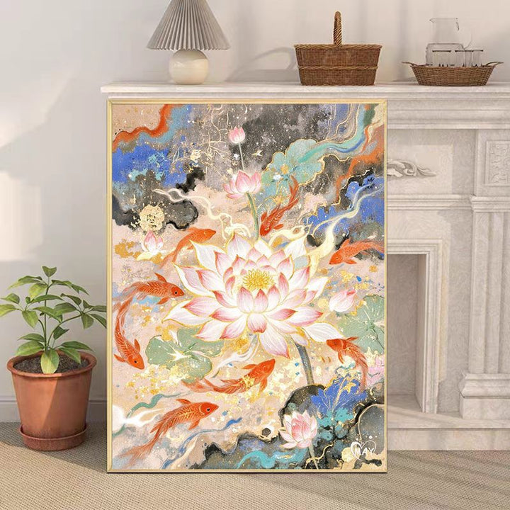 Künstlerische Koi-Fisch-Leinwand Wandkunst Karnz