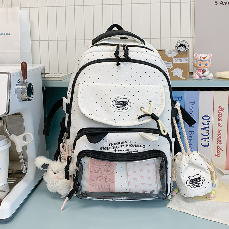 Polka Dots Design Rucksack mit mehreren Fächern Karnz