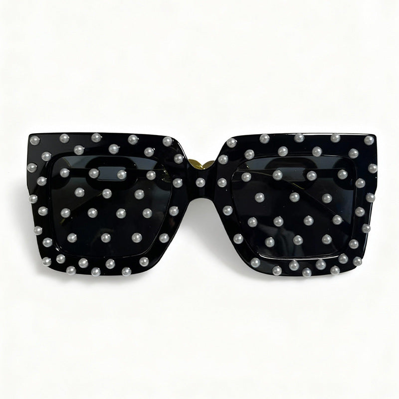 Dekorative perlenbesetzte Katzenaugen-Sonnenbrille Karnz