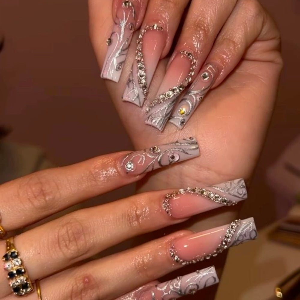 Rhinestone & Elegantes Design Press-On Nägel Karnz