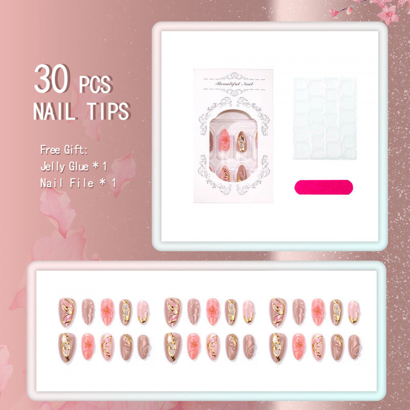 Elegante floral verzierte Press-On Nagelkollektion