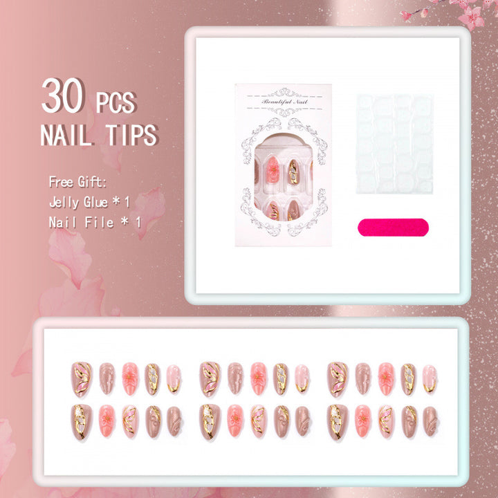Elegante floral verzierte Press-On Nagelkollektion