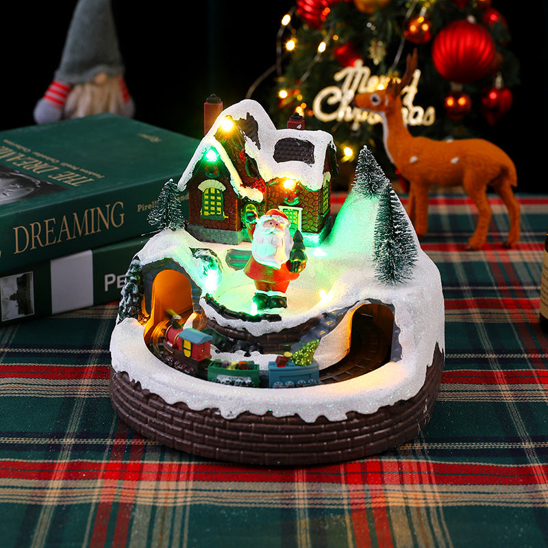 Beleuchtete Weihnachtsdorf-Dekoration mit beweglichen Figuren Karnz