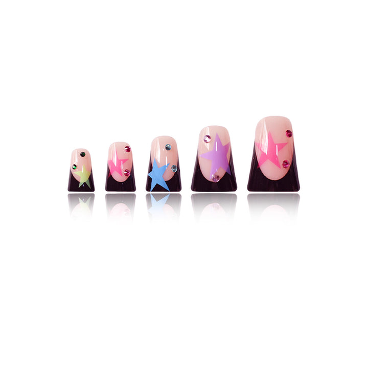 Künstlerisches Stiletto Nagelkunst Set mit Sternakzenten Karnz