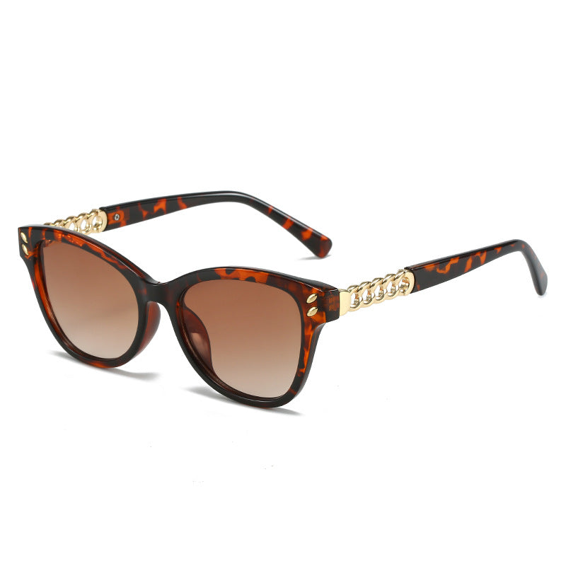 Damen modische Cat-Eye Sonnenbrille mit luxuriösen Kettenakzenten Karnz