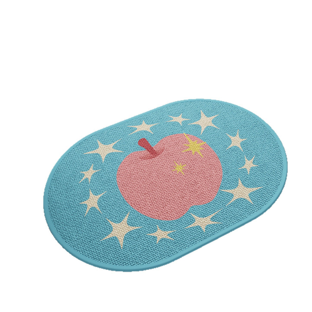 Decorative Non-Slip Oval Indoor Doormat with Cute Apple and Star Pattern