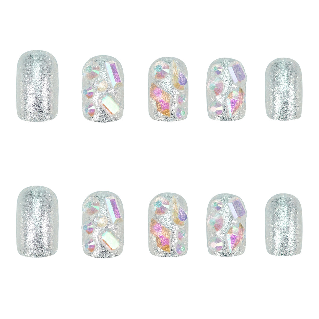 Glitzerndes Gel Press-On Nagelset Karnz