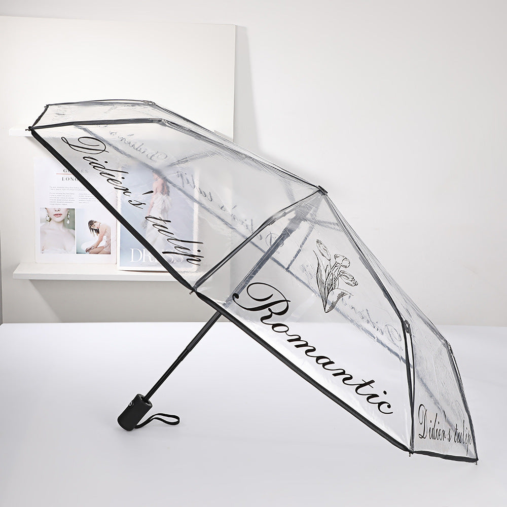 Damen eleganter durchsichtiger Regenschirm mit romantischem Design Karnz