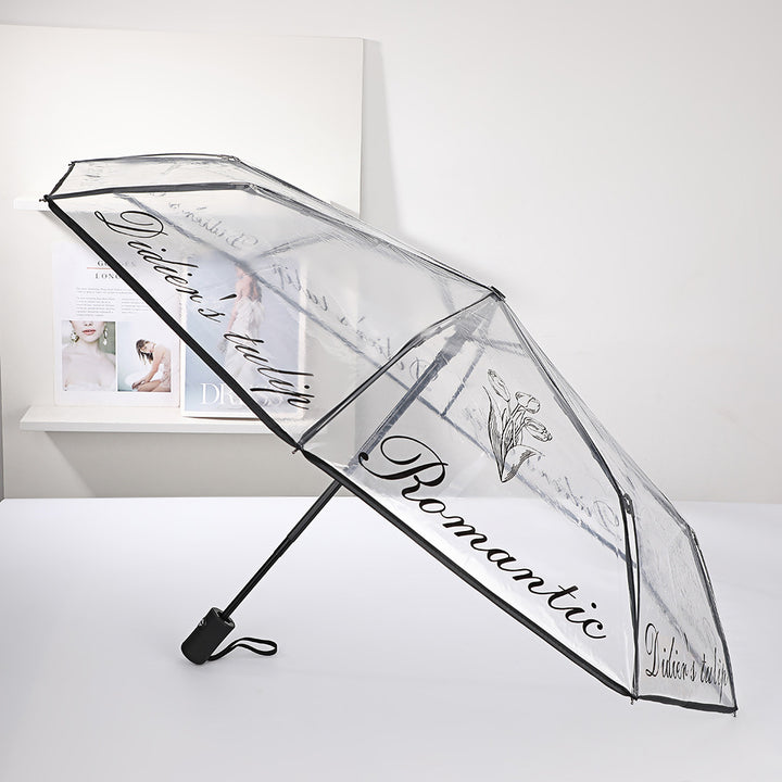 Damen eleganter durchsichtiger Regenschirm mit romantischem Design Karnz