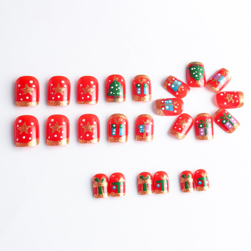 Festliche Weihnachtsmotiv Press-On Nagelkunst Karnz