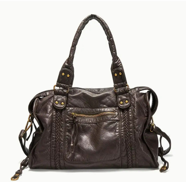 Damen Schultertasche PU-Leder geräumig mit Laptopfach und verstellbarem Schulterriemen | Karnz