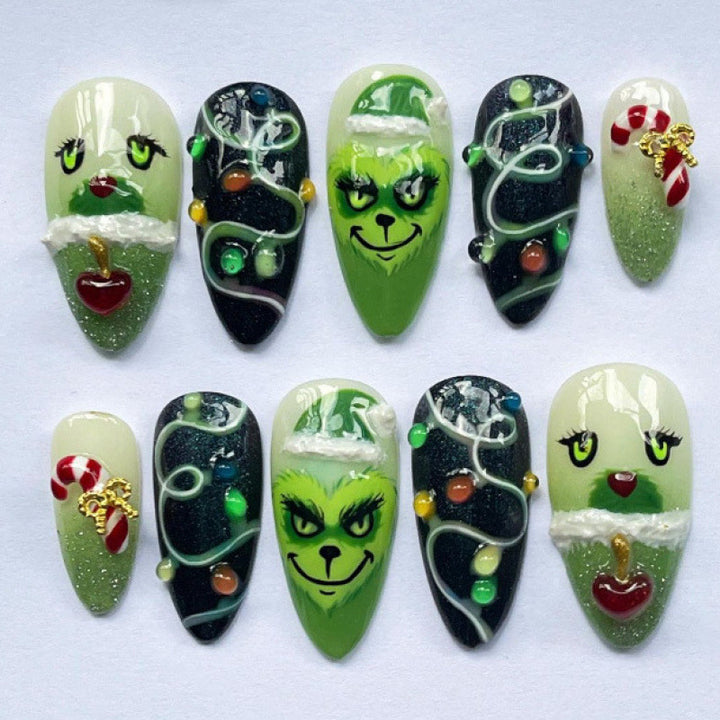 Themenweihnachtspress-on-Nagelset