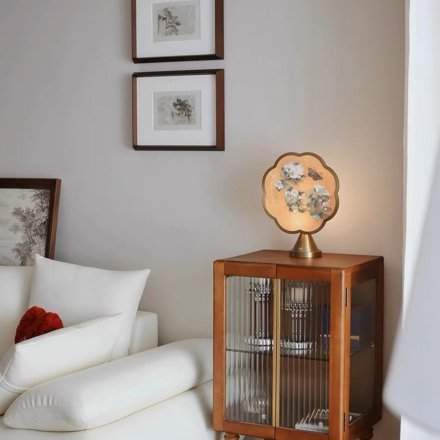 Künstlerisch Bestickte Tischlampe