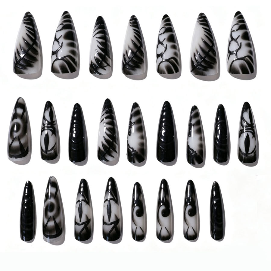 Künstlerisches Stiletto Press-On Nagelset Karnz