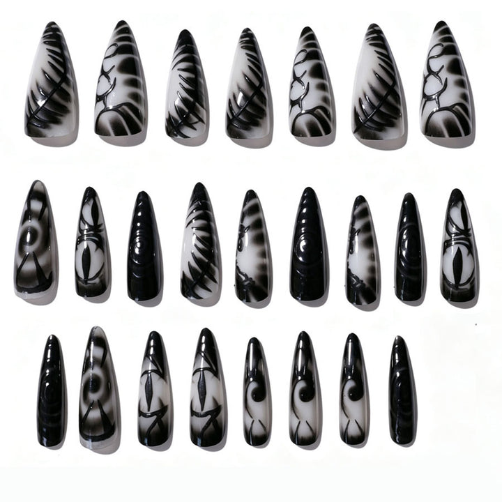 Künstlerisches Stiletto Press-On Nagelset Karnz