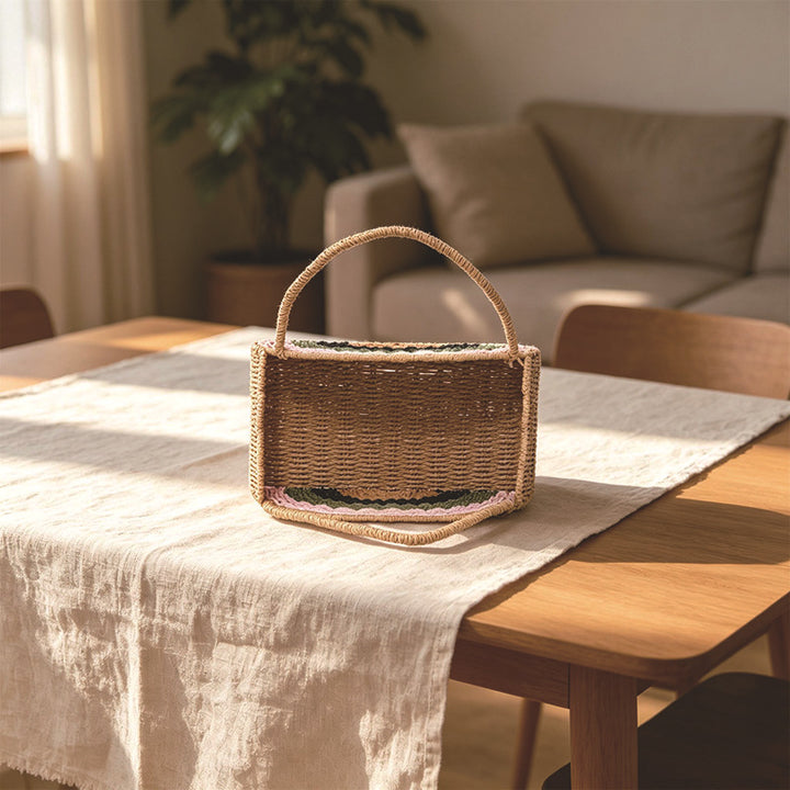 Woven Straw Rainbow Tote Karnz