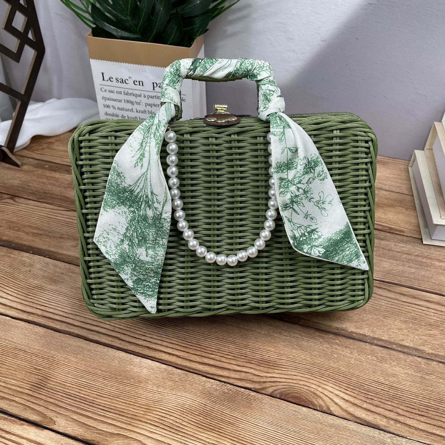 Damen Rattan Handtasche Karnz