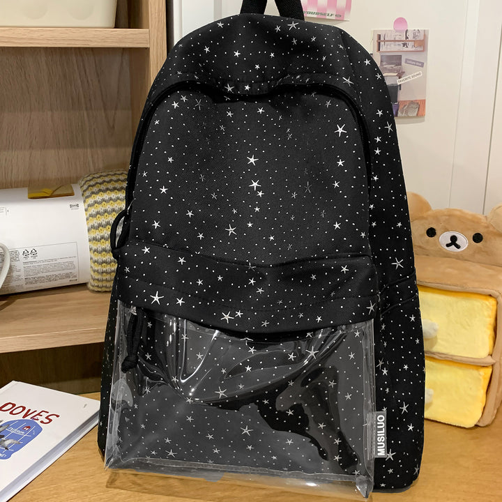 Transparenter Tasche Stern-gedruckter Rucksack Karnz