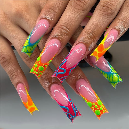 Künstlerische Lange Nail Art Verlängerungen Karnz