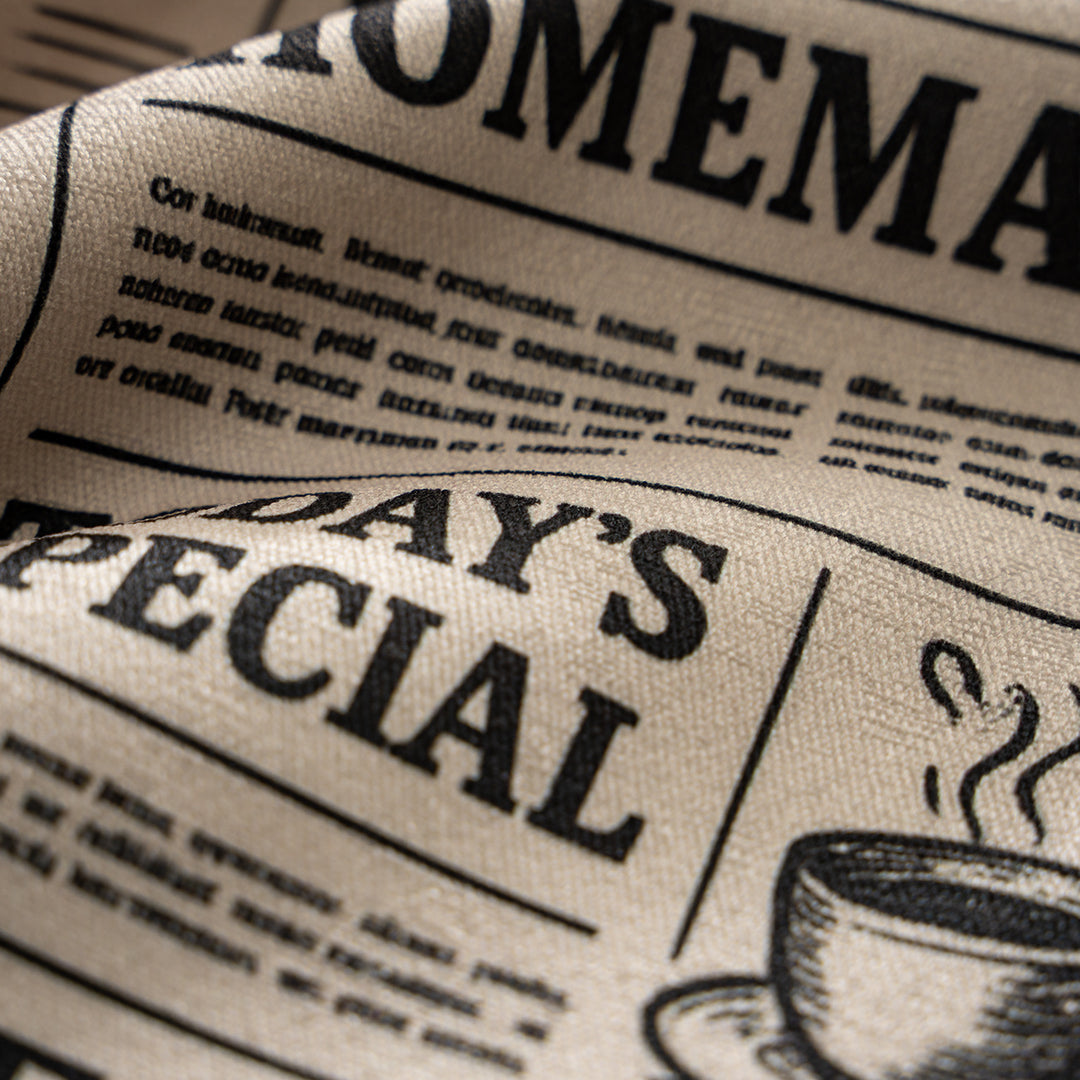 Küchenläufer Teppich im Retro Food-Zeitungsdruck