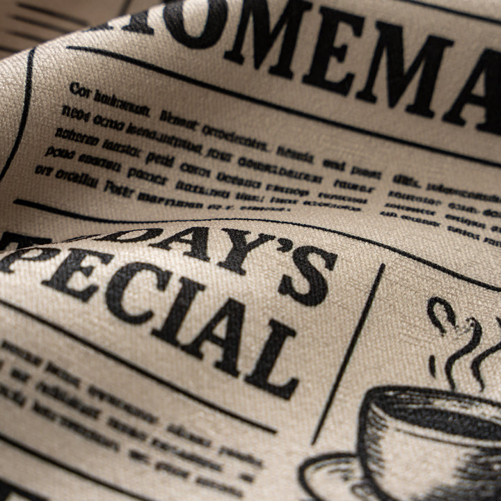 Küchenläufer Teppich im Retro Food-Zeitungsdruck