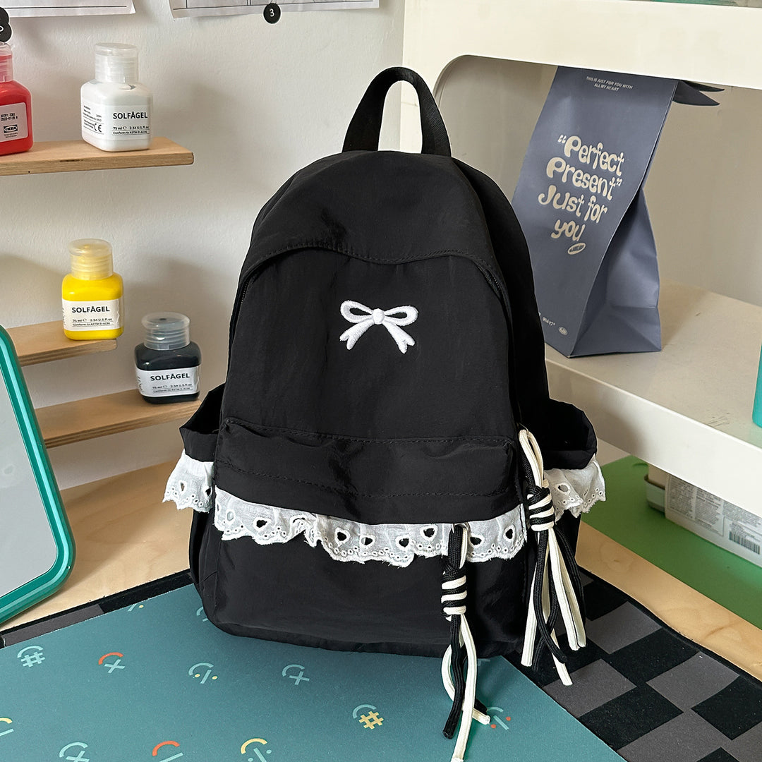 Stilvoller Bestickter Rucksack mit Schleifenakzent Karnz