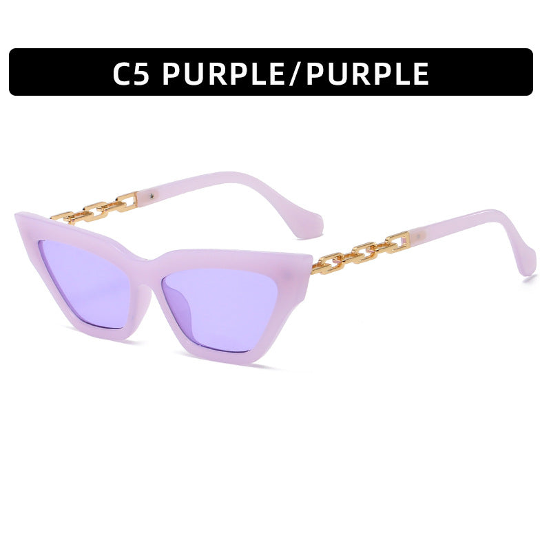 Chic Katzenaugensonnenbrille mit Kettenakzenten