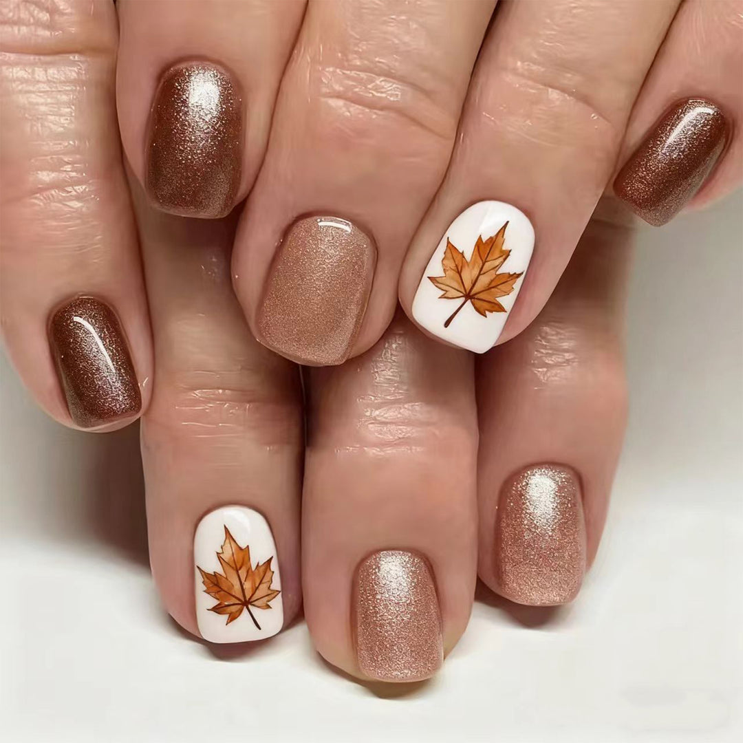 Herbstblatt Press-On Nagelkunst Karnz