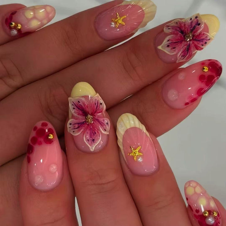 Florale 3D Press-On Nagelkunst Karnz