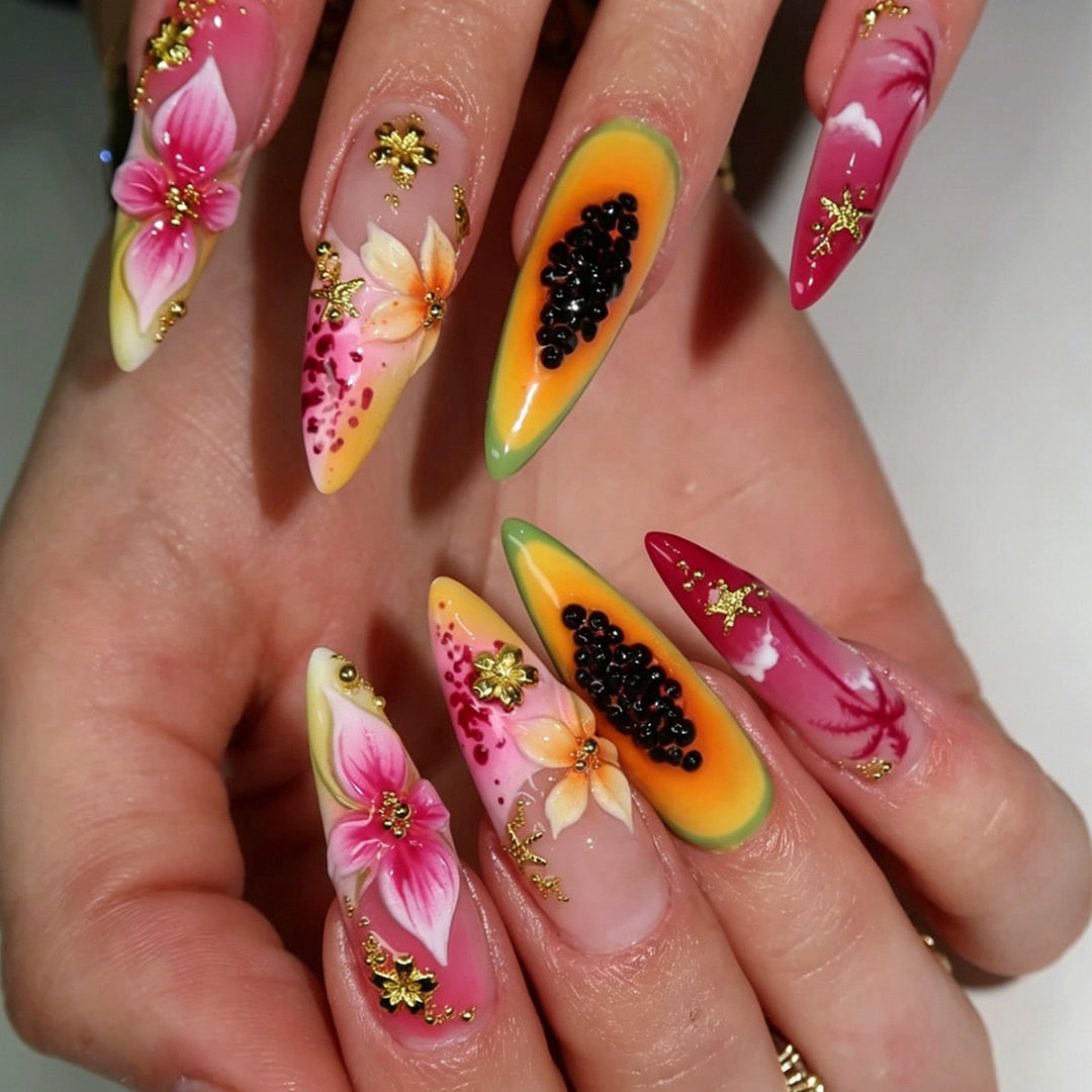 Tropisches Floral Nagelkunstset Karnz