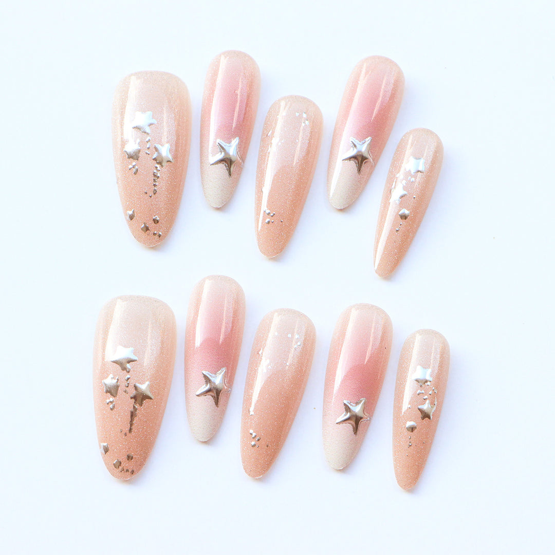 Sternenverzierte Press-On Nagelset