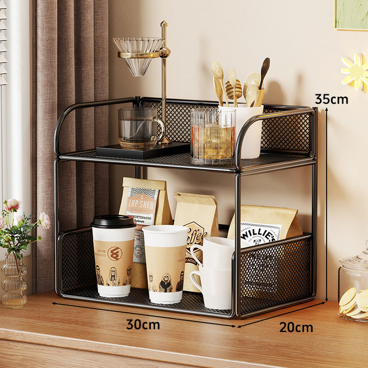 Gestaffelter Metall-Mesh-Arbeitsflächen-Organizer mit erhöhten Mesh-Seiten